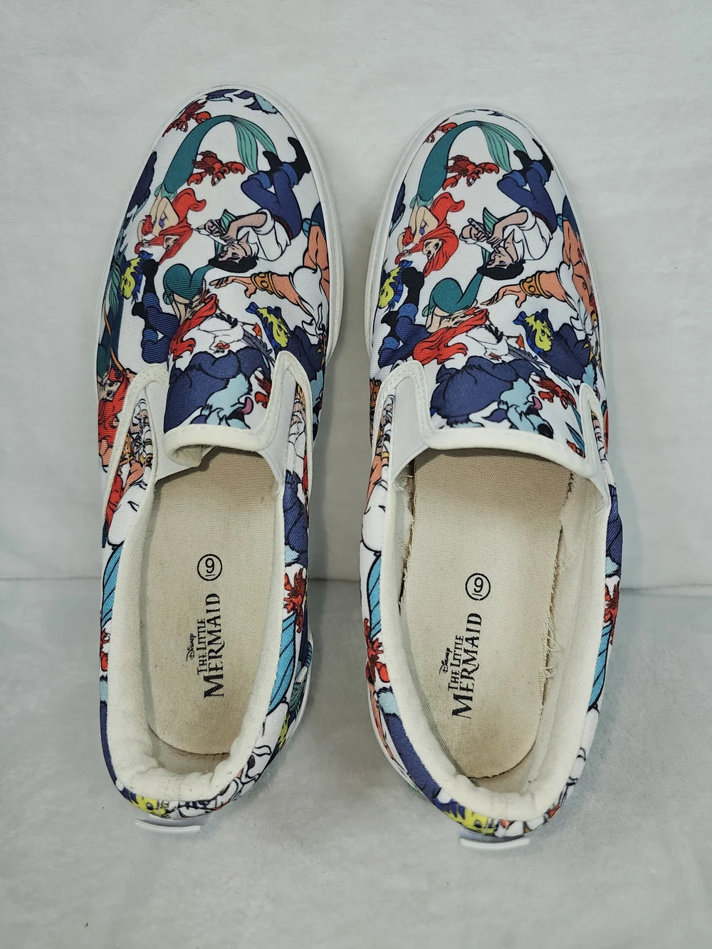 Disney Ground Up The Little Mermaid Slip On Sneakers Women's Size 9 Ariel Canvas